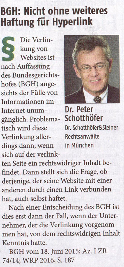 TASPO Artikel Dr. Schotthöfer
